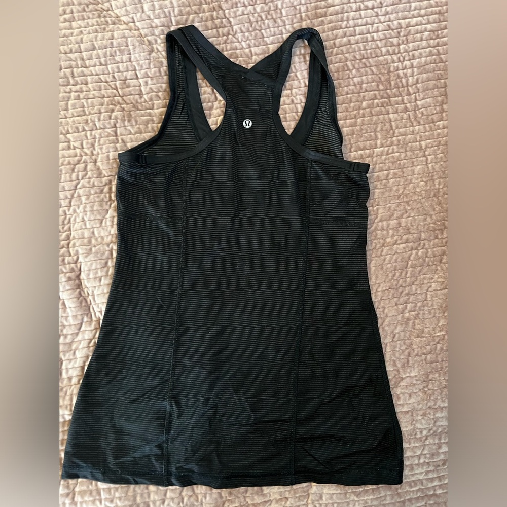 LULULEMON gold striped comfy workout top